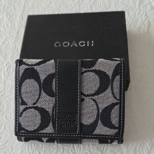 Monogram Black and White Trifold Wallet